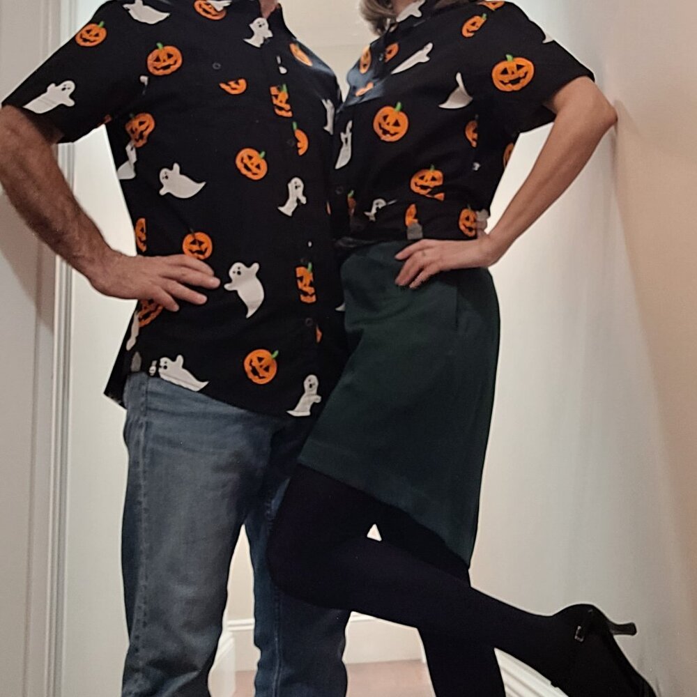 Two Matching Shirts Set. Pumpkins and Ghosts. S and L.
